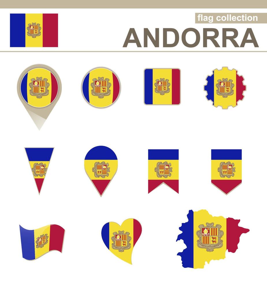 Andorra-Flaggensammlung vektor