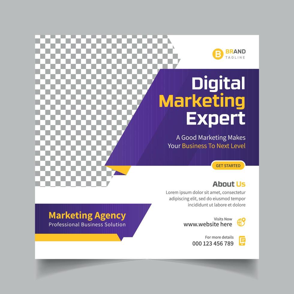 digital marknadsföringsbyrå och företagsinlägg i sociala medier och inläggsmall på instagram vektor