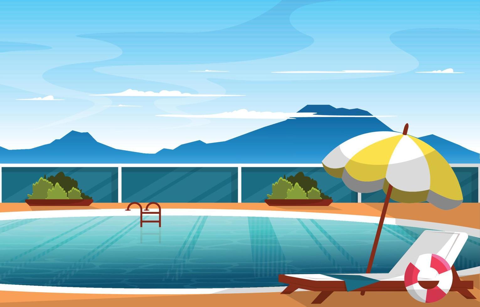 flache Designillustration des NaturSwimmingpools Sommerferienfreizeitentspannung vektor