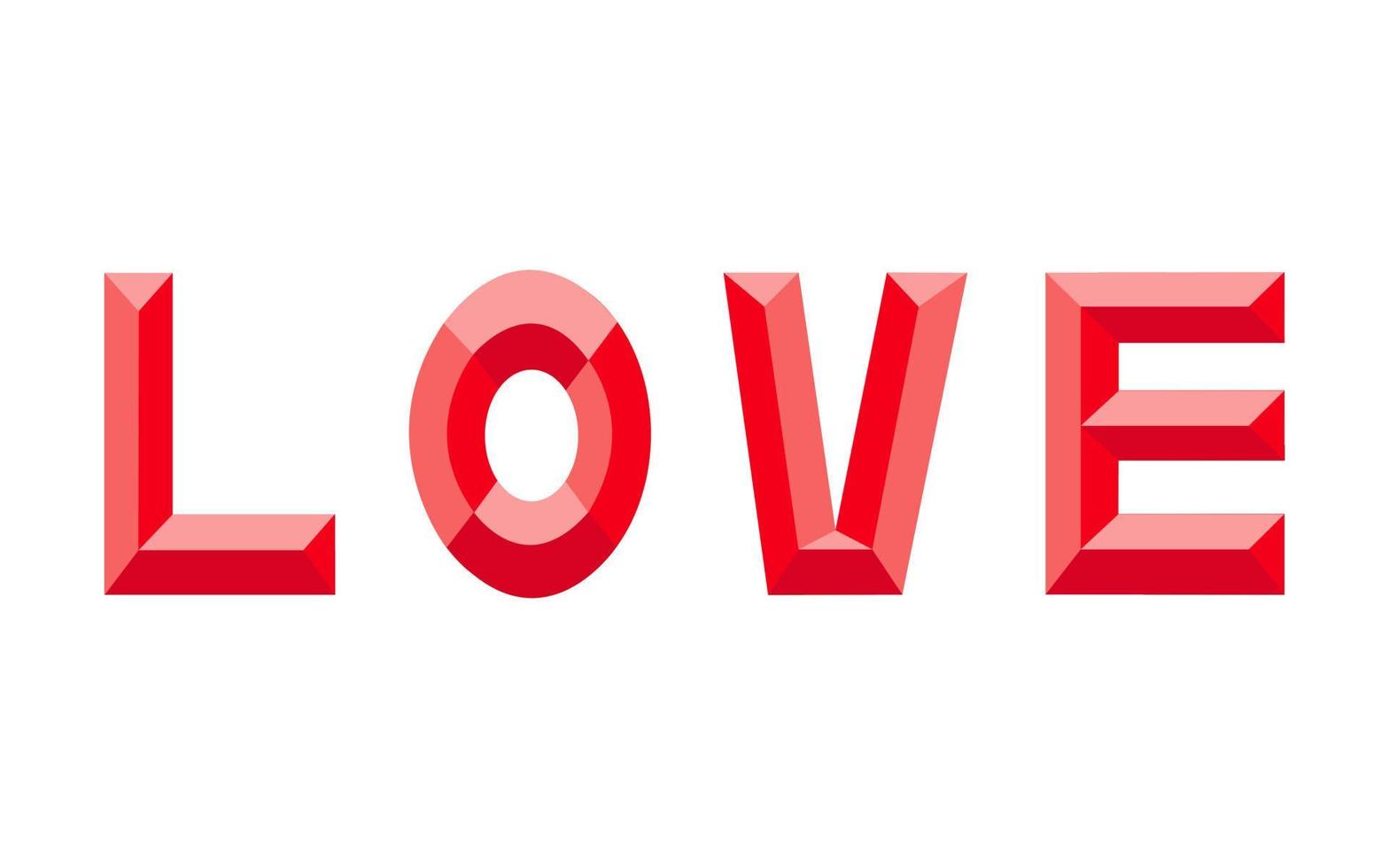 Liebe Vektor Wort Schriftzug Illustration rote Farbe texturiert isoliert auf weißem Typ Schriftart Valentinstag Konzept