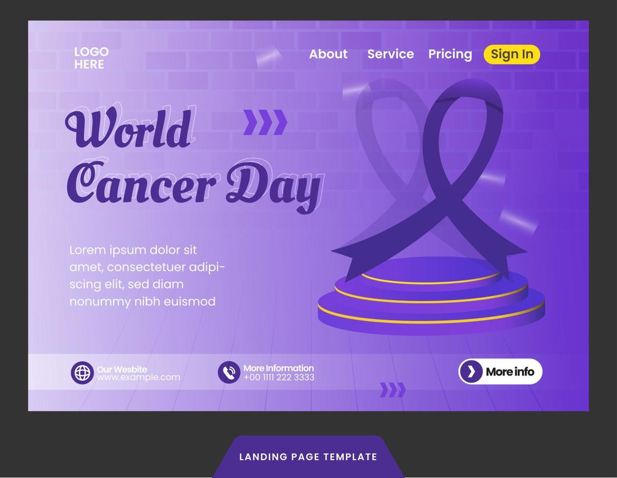 målsida världen cancer dag mall med lyx och modern stil vektor