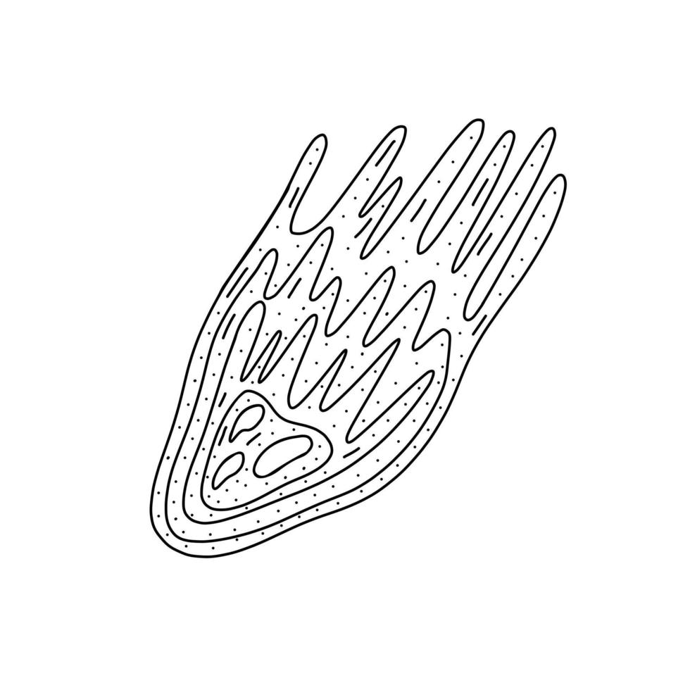handgezeichnetes Kometensymbol im Doodle-Stil. Cartoon Komet Vektorsymbol für Webdesign isoliert auf weißem Hintergrund. vektor