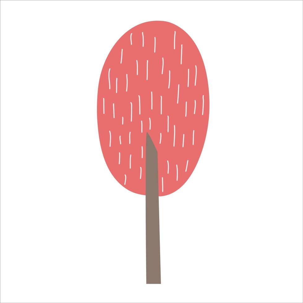 rosa skandinaviskt träd. design våren träd illustration. enkel vektorillustration för barndesign vektor