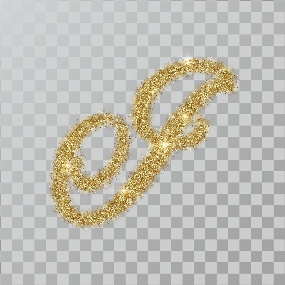 guld glitter pulver bokstaven i i handmålad stil. vektor