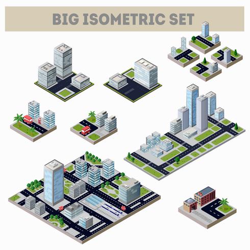 En stor uppsättning isometrisk stad vektor