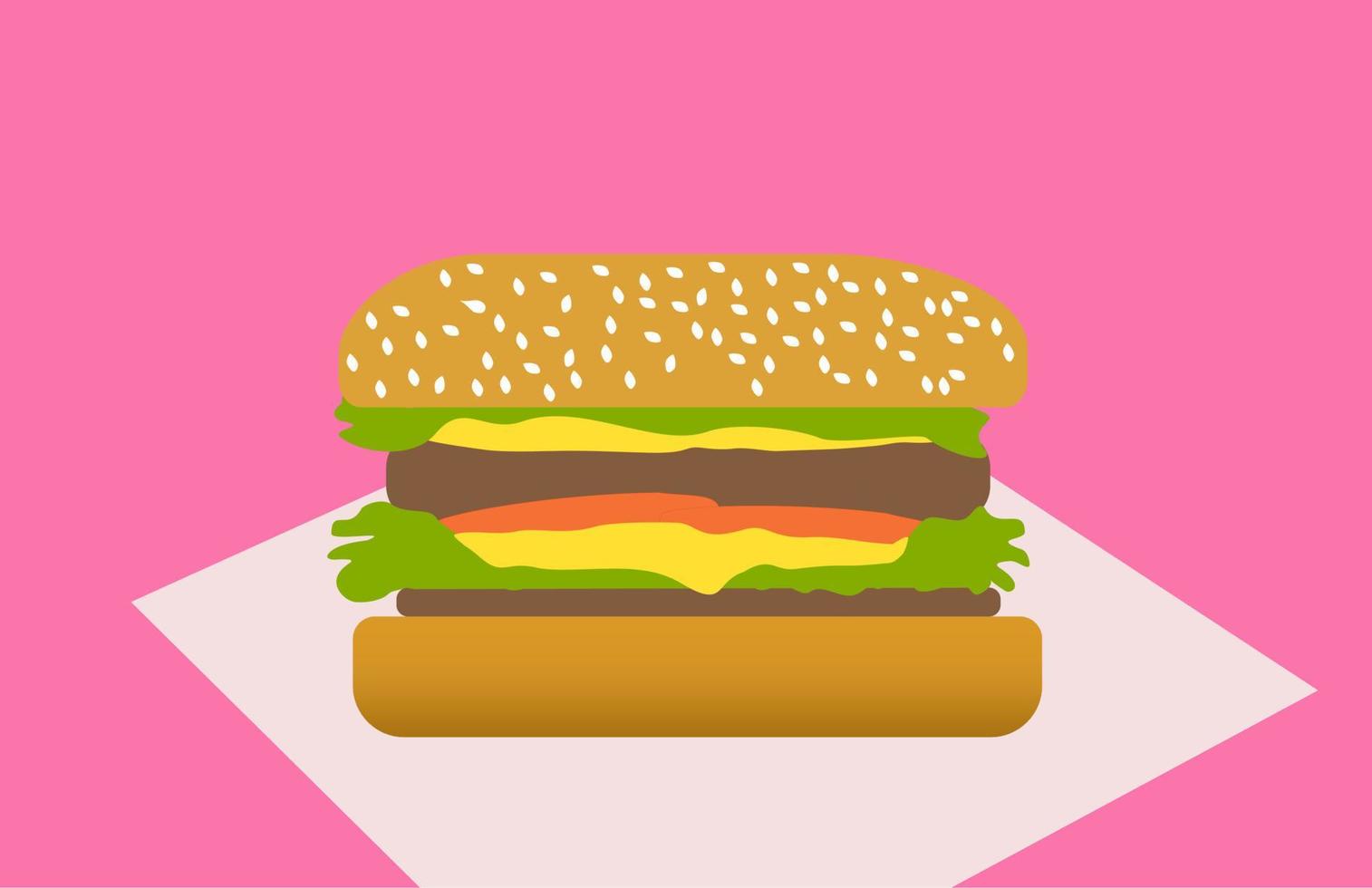 Hamburger Food Illustration Vektor Icon Design, Junk Food für Ihren Tag auf rosa Hintergrund