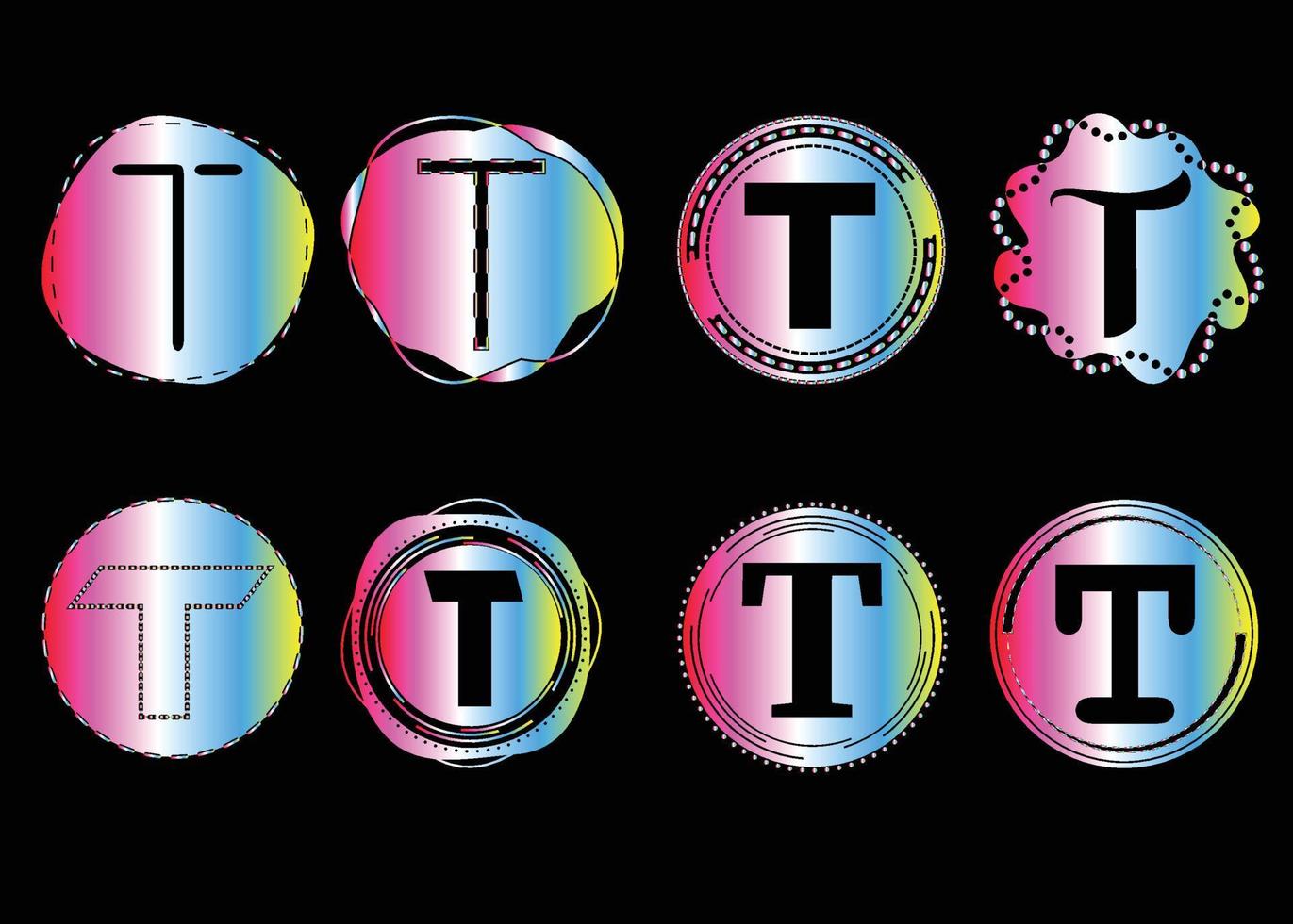 t-Brief-Logo und Icon-Design-Paket vektor