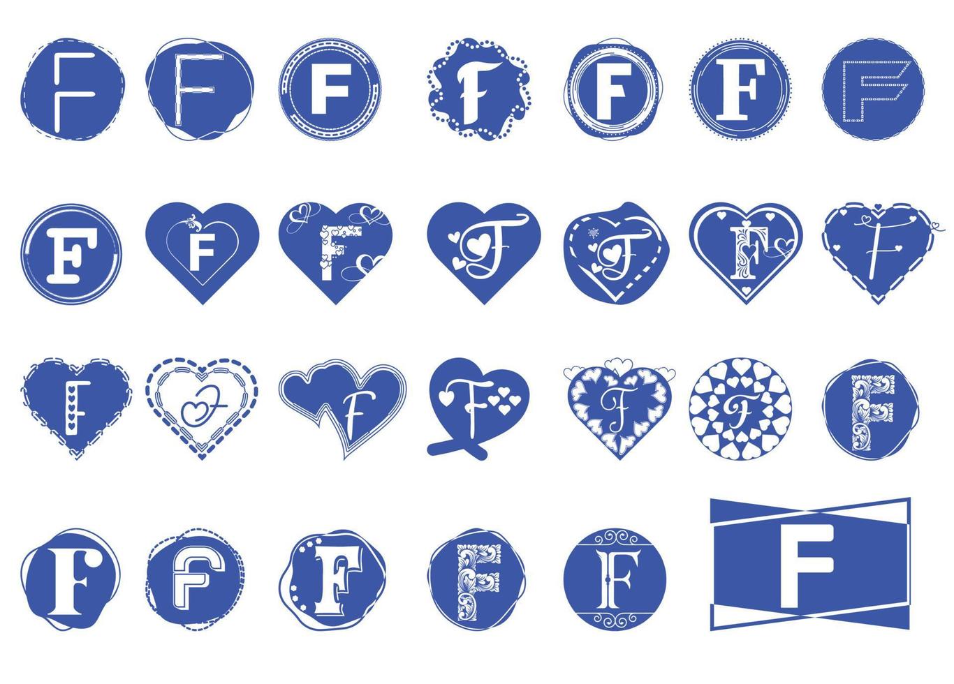 f-Brief-Logo und Icon-Design-Paket vektor