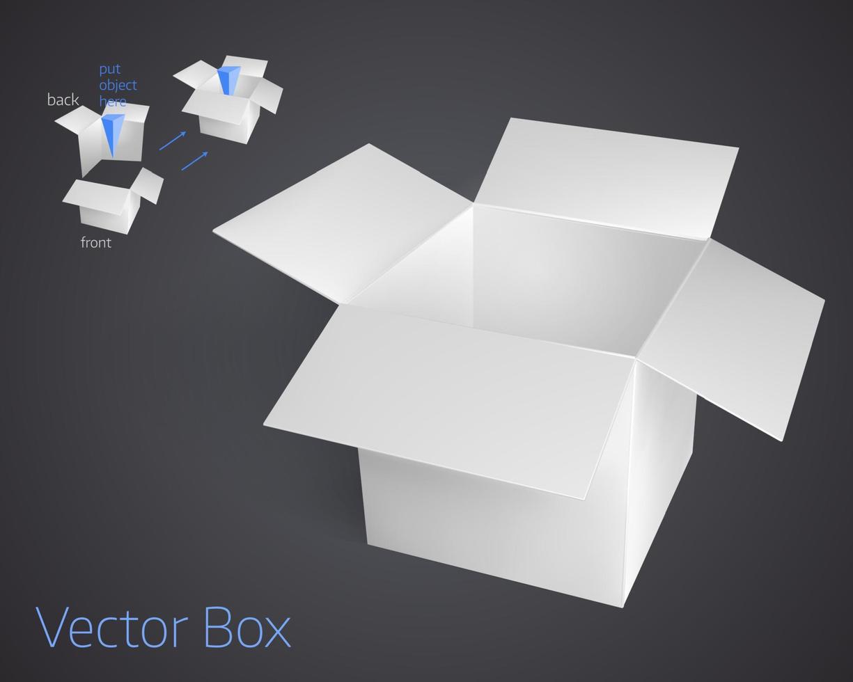 offene weiße leere box-modellvorlage vektor