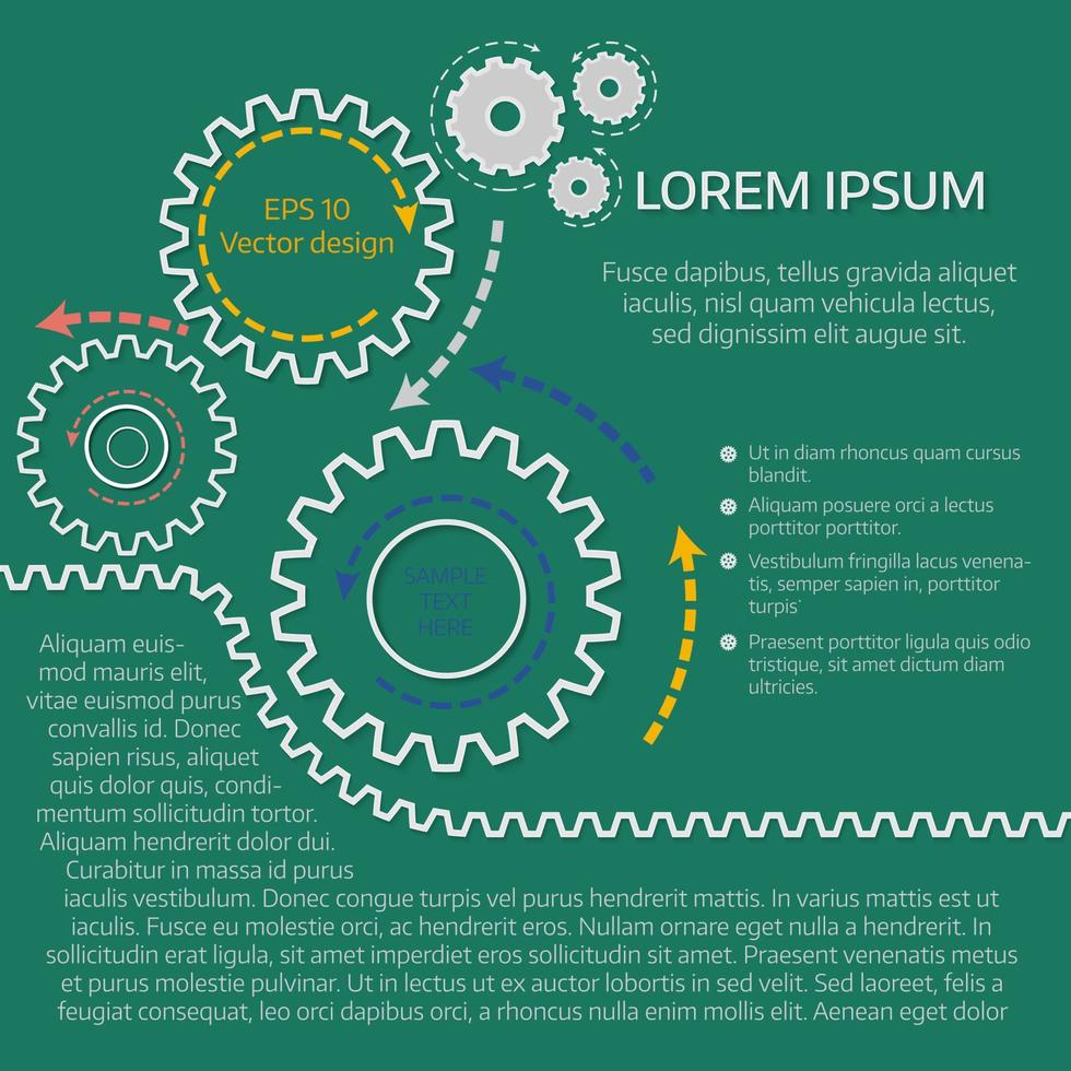 cirkulär infografik. diagram, diagram, graf med kugghjul. täcka vektor mall.