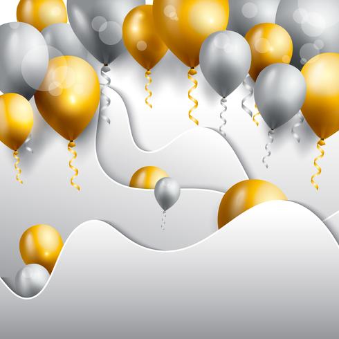 födelsedagsfest bakgrund, födelsedag ballong tapeter vektor