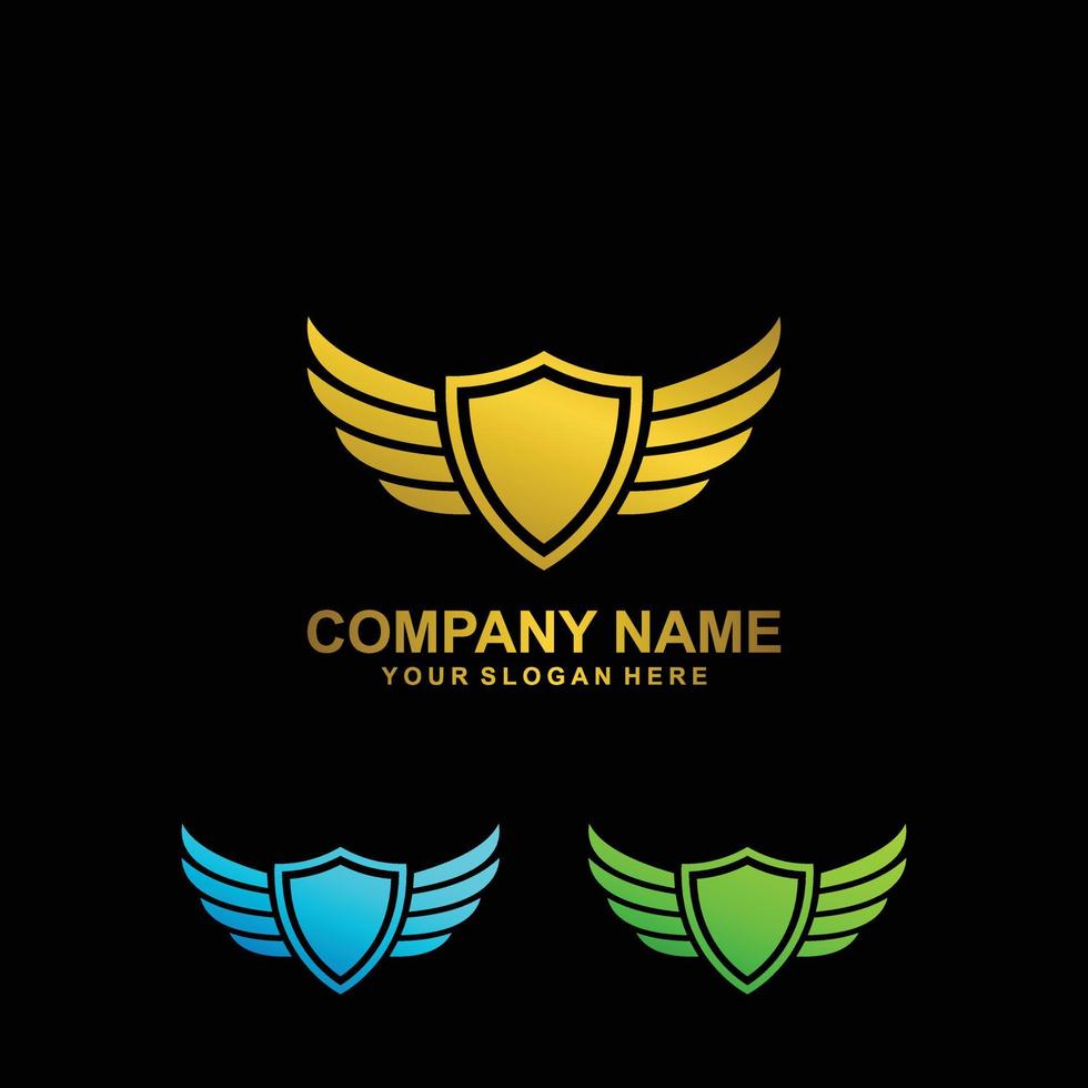 sköld vingar business logotyp design vektor