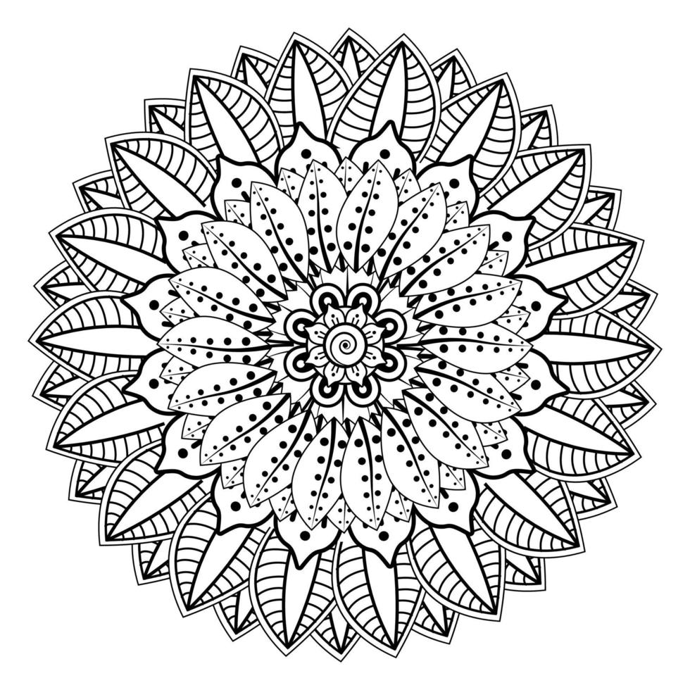 kreisförmiges Muster in Form von Mandala für Henna, Mehndi, Tätowierung, Dekoration. dekoratives Ornament im ethnisch-orientalischen Stil. Malbuchseite. vektor