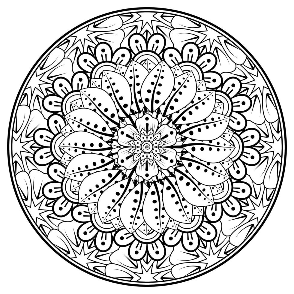 kreisförmiges Muster in Form von Mandala für Henna, Mehndi, Tätowierung, Dekoration. dekoratives Ornament im ethnisch-orientalischen Stil. Malbuchseite. vektor