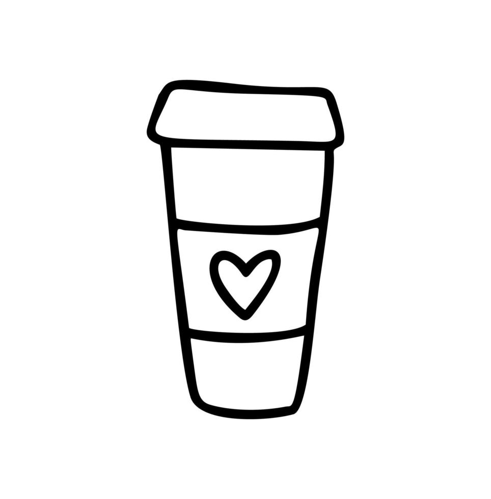 handritad kopp kaffe med hjärta vektor kärlek ikon för alla hjärtans dag. element för mobilt koncept och webbdesign. låst formad valentin. symbol, logotyp illustration grafik
