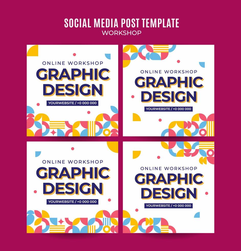 instagram post pack workshop web banner mall retro färgglada abstrakt utrymme område vektor