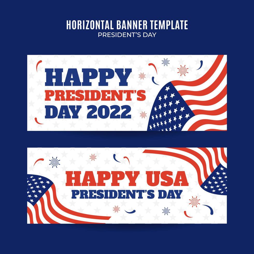 glücklicher präsidententag in den vereinigten staaten. Bundesfeiertag in Amerika. im Februar gefeiert. horizontales plakat, banner, raumfläche und hintergrund vektor