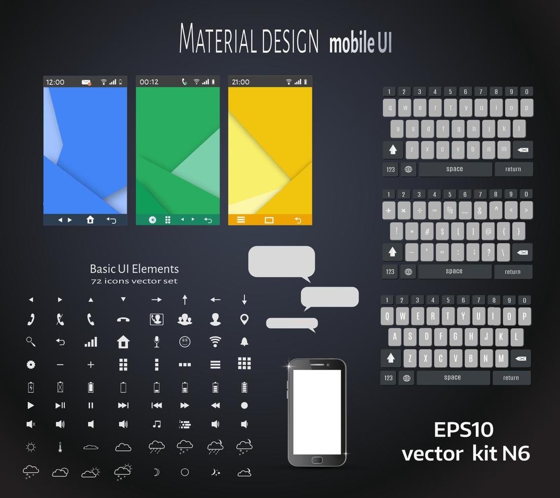 satz von ui-materialdesignhintergrund vektor