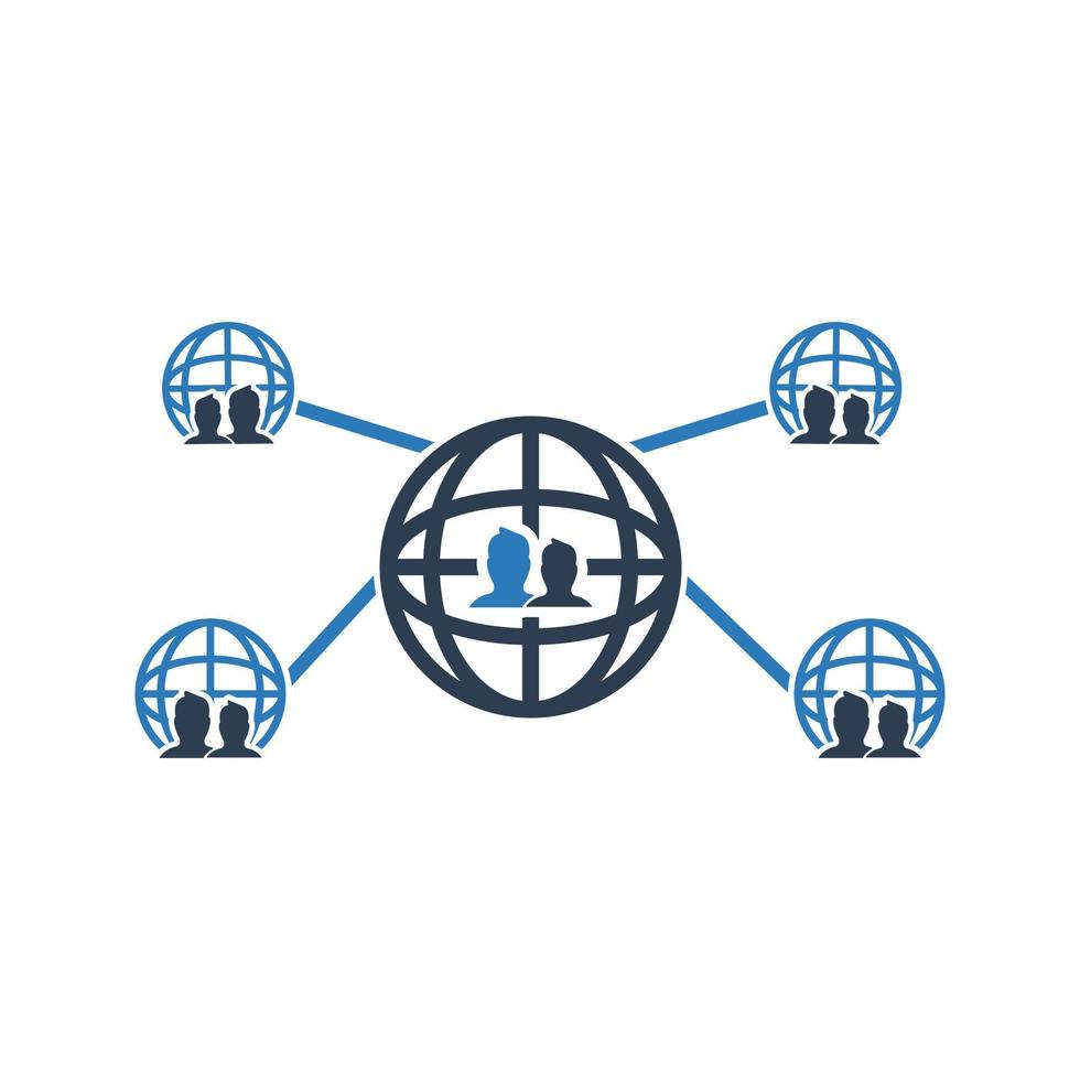 Symbol für Geschäftsnetzwerke, globales Netzwerk, Mitarbeiternetzwerk, Geschäftskommunikation vektor