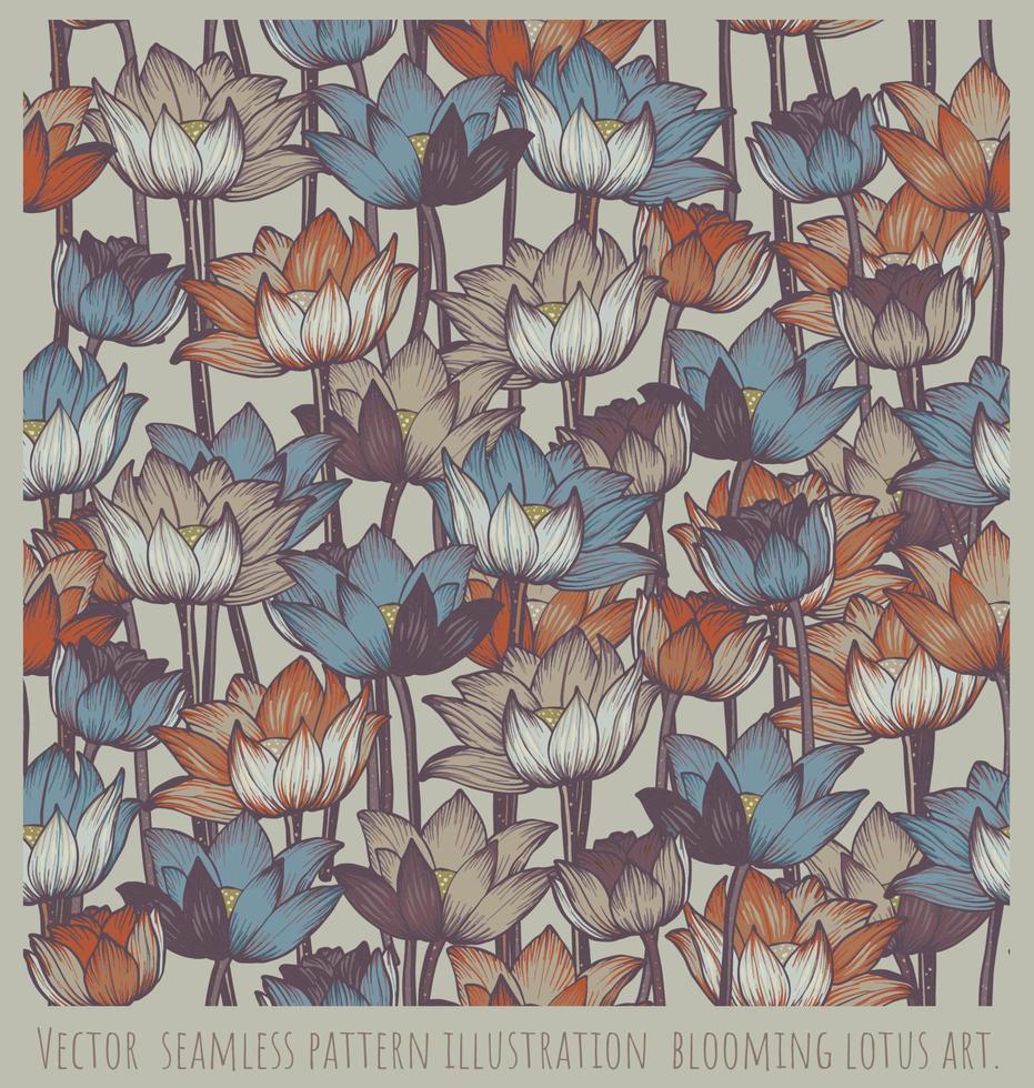 vektor sömlösa mönster illustration blommande lotuskonst