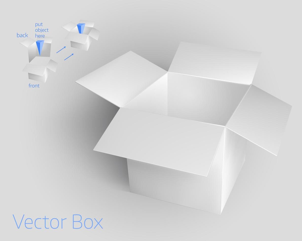 öppen vit tom låda mockup mall vektor