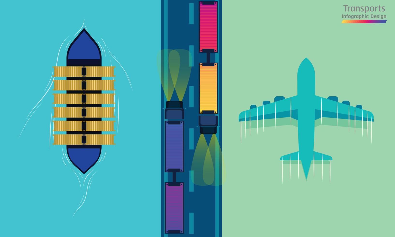 Flugzeug-LKW-Transport transportiert Infografik-Design-Vektorillustration eps10 vektor