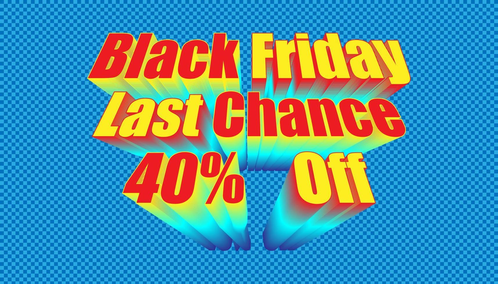 Retro Black Friday Last Chance 40 Prozent Rabatt. karierter Hintergrundstil in blauer Farbe. Vektorillustration eps10 vektor