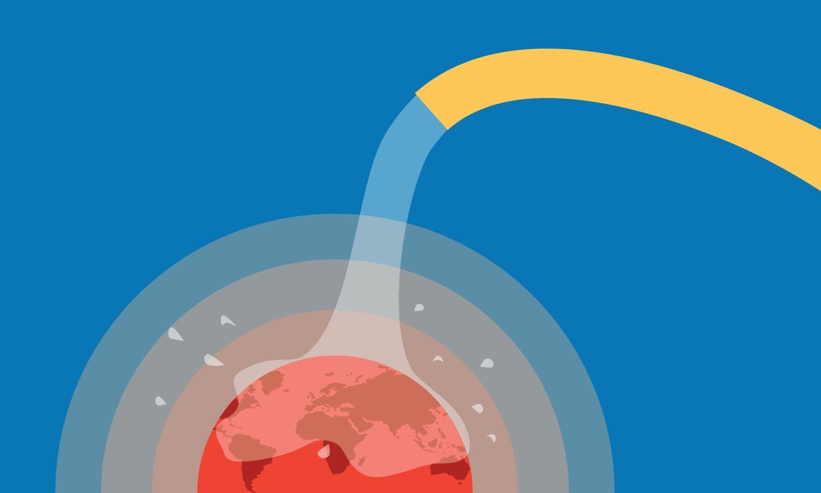 Global uppvärmning. öppna vattenslangen för att rädda jorden. het planet. vektor illustration esp10