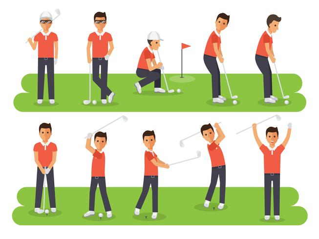 Golfspieler, Golfsportler in Aktion. vektor