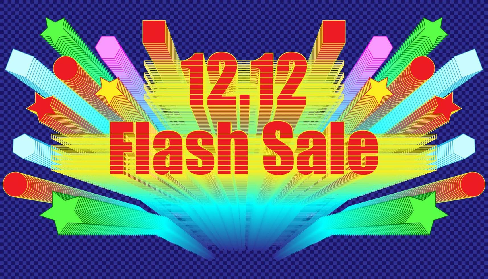 12.12 Flash-Sale-Effektmischung Retro-Stil. karierter blauer Hintergrundstil. Vektorillustration eps10 vektor