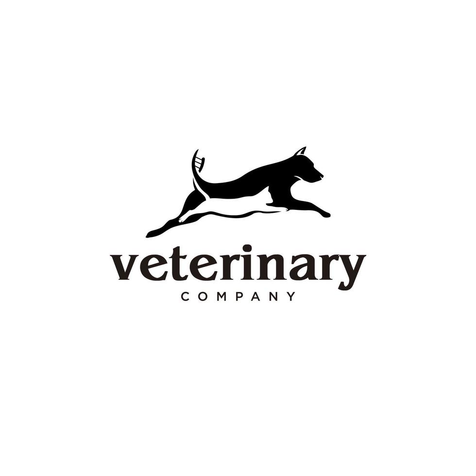 Business-Logo-Design mit Veterinärtierhaustier springender Katze und Hundevektor vektor