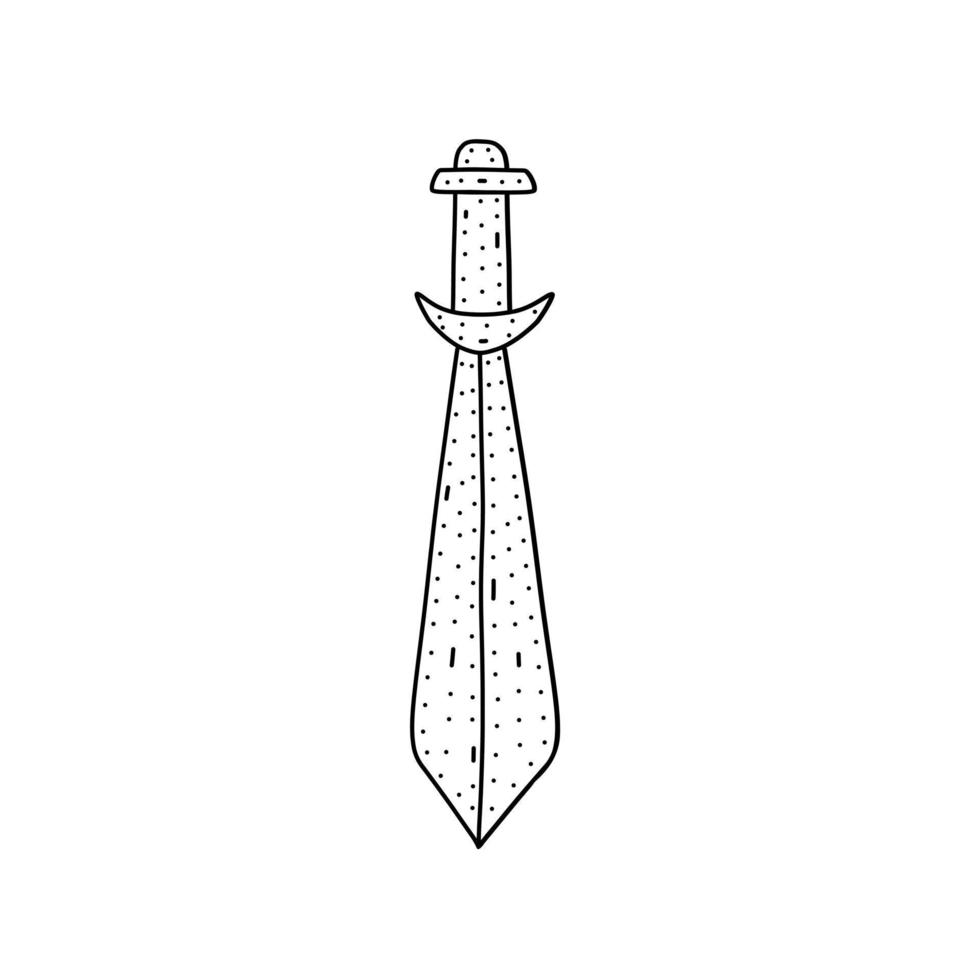 handgezeichnetes Schwert-Symbol im Doodle-Stil. Cartoon-Schwert-Vektorsymbol für Webdesign isoliert auf weißem Hintergrund. vektor