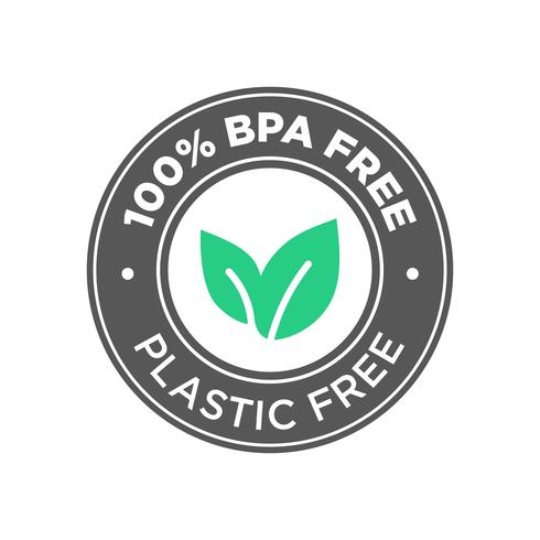 100% BPA fri. 100% plastfri ikon. vektor