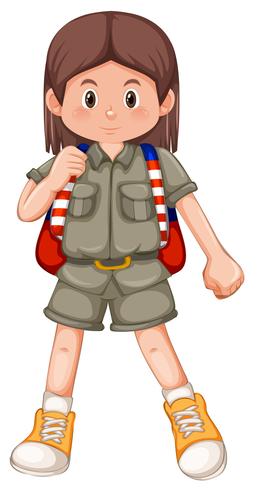 En brunett tjej scout karaktär vektor