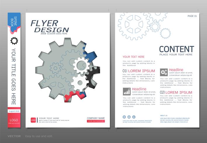 Omfattar bokdesignmallvektor, Konstruktionskoncept. vektor