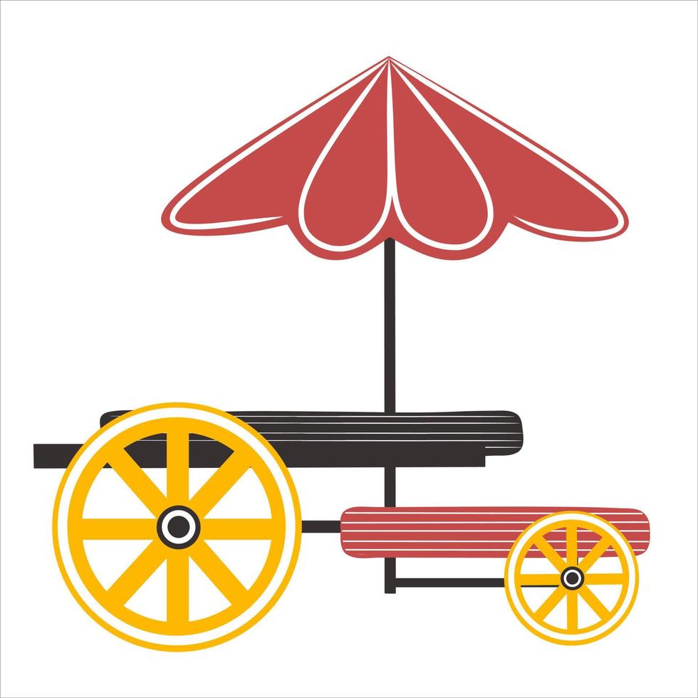 Cartoon-Marktstand mit Regenschirm vektor