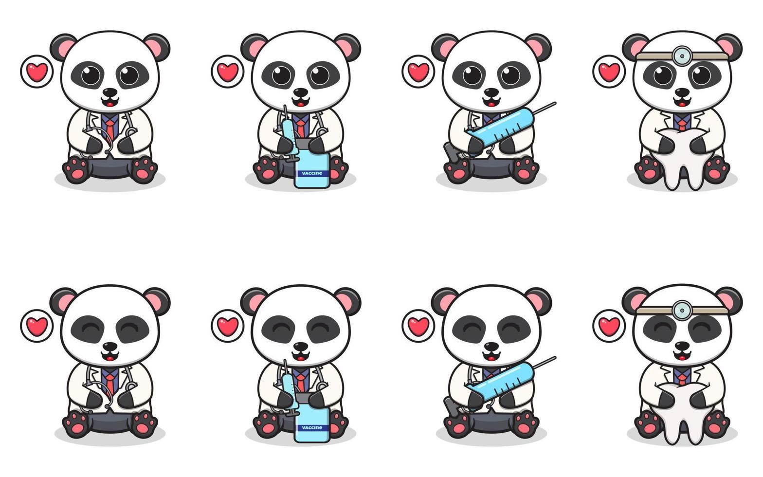 vektor illustration av söt panda placering med doktor kostym
