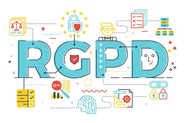 Europäische GDPR (Allgemeine Datenschutzverordnung) Wort Konzept Illustration in spanischer Abkürzung (RGPD) vektor