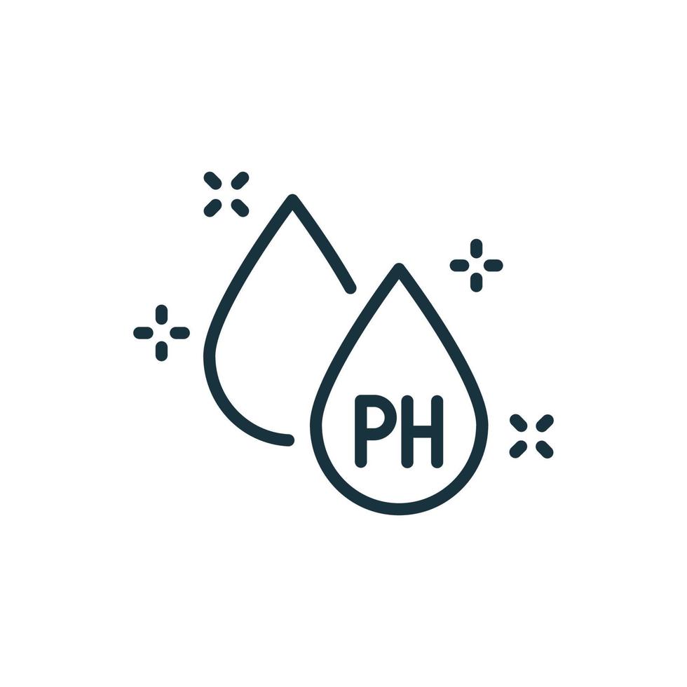 Symbol für neutrale pH-Balance-Linie. lineares piktogramm des konzepts der freien säure. nicht-ph-produkt für haar-, haut- oder lebensmittelumrisssymbol. isolierte Vektorillustration. vektor