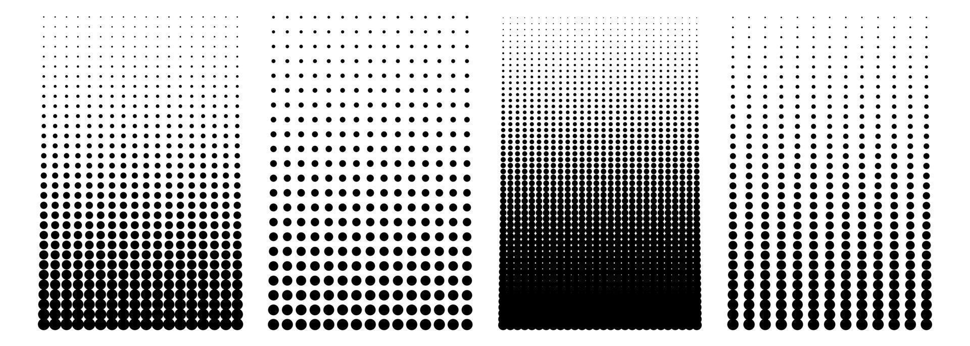 Halbtonpunktmuster. abstraktes schwarz gepunktetes mosaik, punkttextur und lochgitterhintergrund. Schwarz-Weiß-Raster. Geometrisches Halbtonmuster mit Farbverlauf. isolierte Vektorillustration. vektor