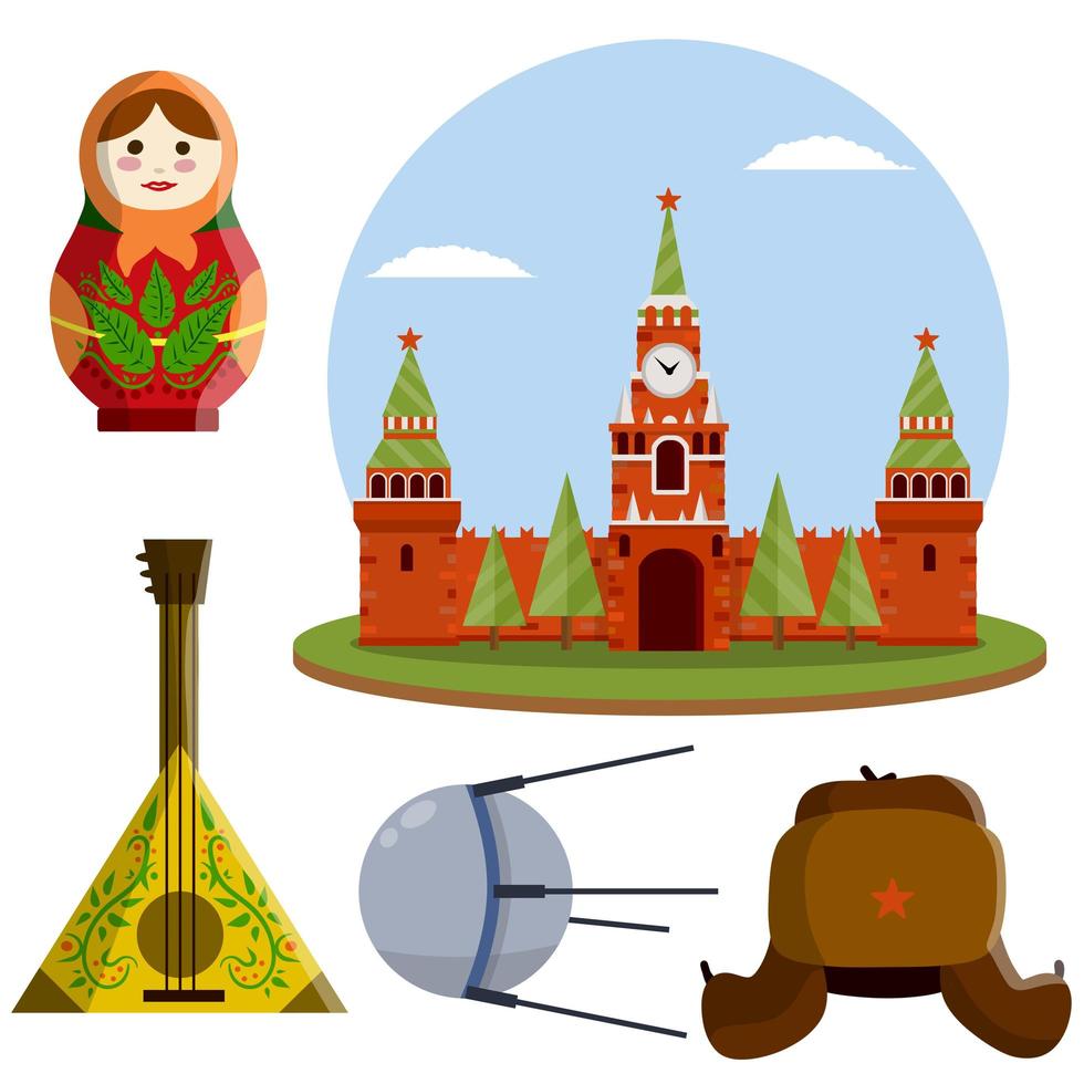 Moskva kremlin. ställ in symbol-hatt med stjärna, vektor