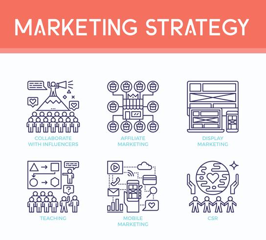 Marketingstrategie-Illustrationsikonen vektor