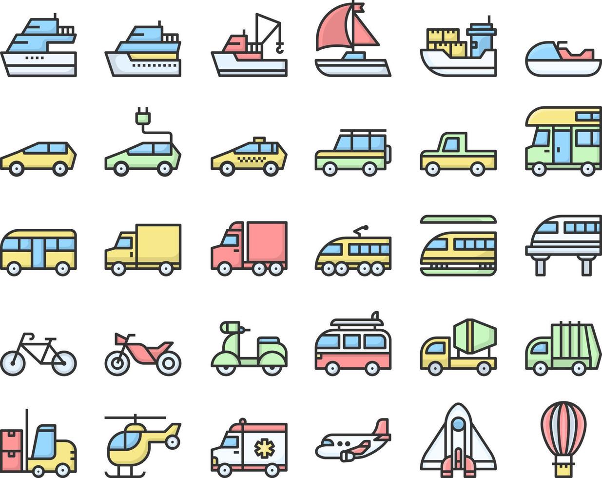 Transport-Icons Linie Vektor-Illustration vektor