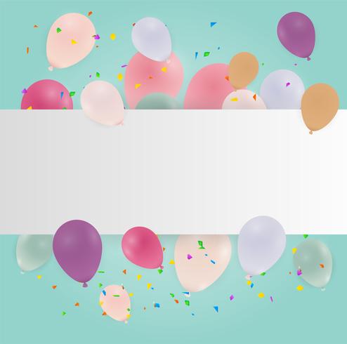 Alles Gute zum Geburtstagkarte mit bunten Pastellballonen. Vektor-illustration kopieren sie platz. vektor