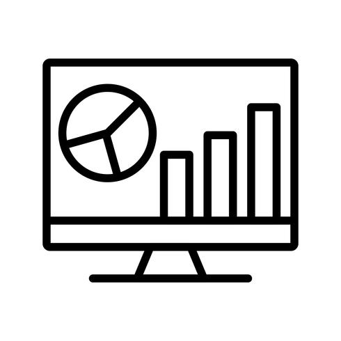 Analytics auf dem Bildschirm Line Black Icon vektor