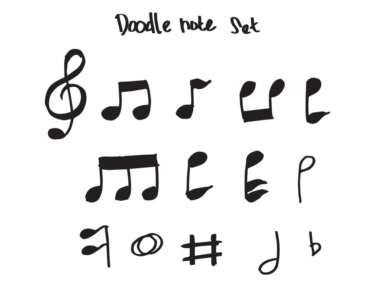 uppsättning musik not doodle. vektor illustration