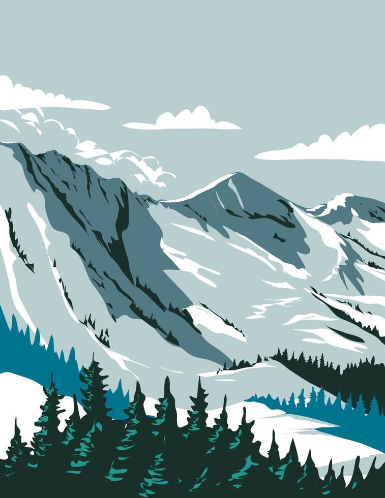 Alta-Skigebiet in den Wasatch-Bergen in Salt Lake County, Utah, WPA-Plakatkunst vektor