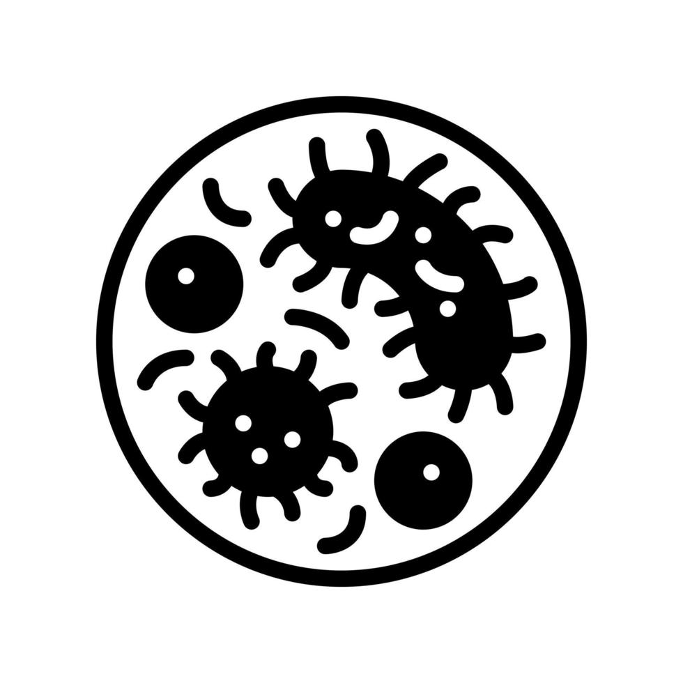 Symbol für den soliden Stil von Bakterien. Vektorillustration für Grafikdesign, Website, App vektor