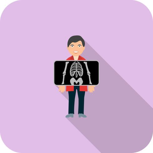 Brust X Ray flache lange Schatten-Symbol vektor