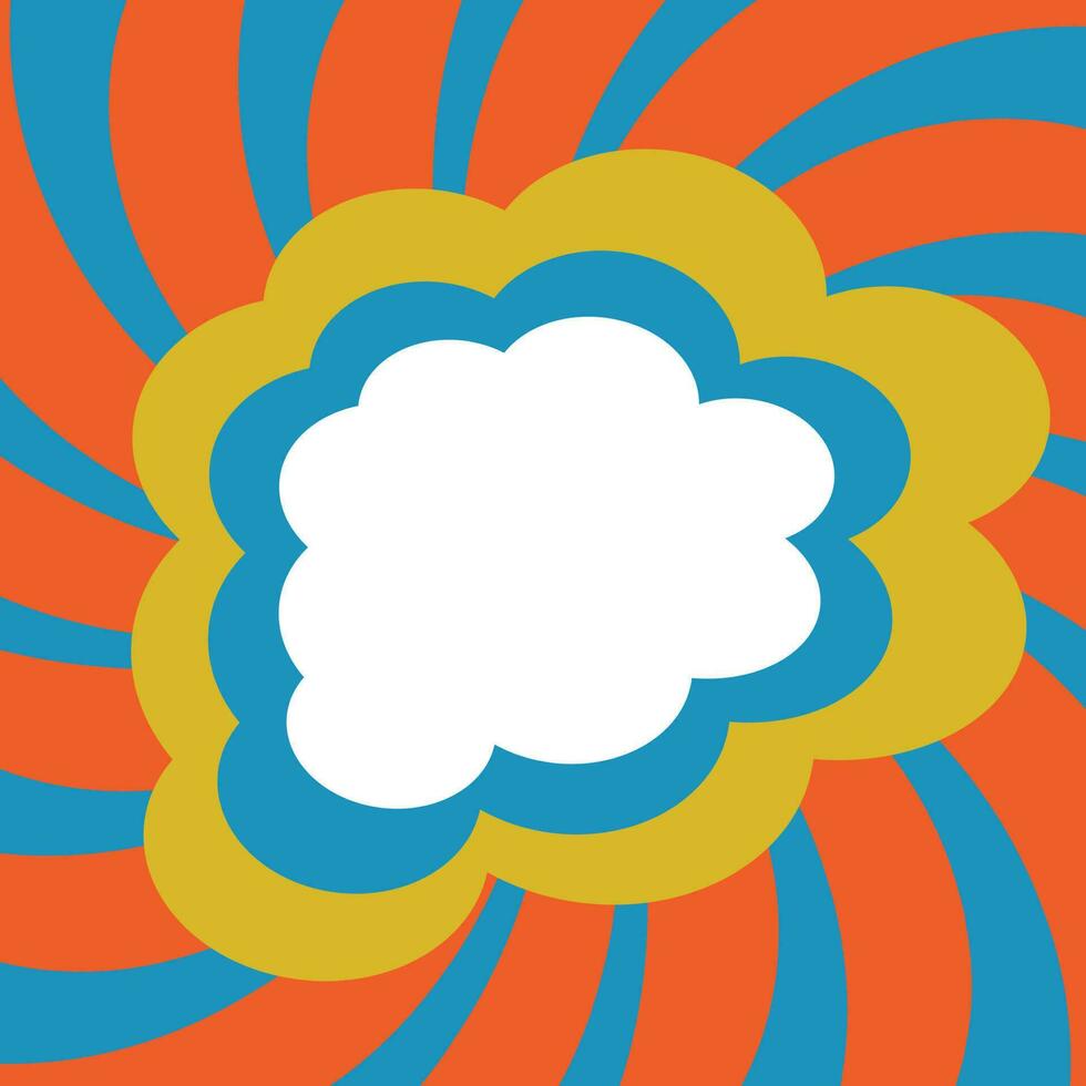 Comic-Wolkenblase mit spiralförmigem Hintergrund in Retro-Farben vektor